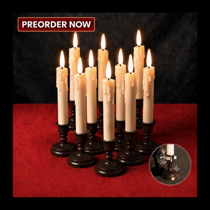 (Preorder for October delivery) Set of 10 Flameless Ivory LED Window Candles with Heavy Drip Texture